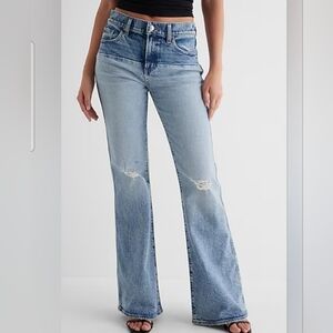 Express Denim Flare Jeans in Light Blue